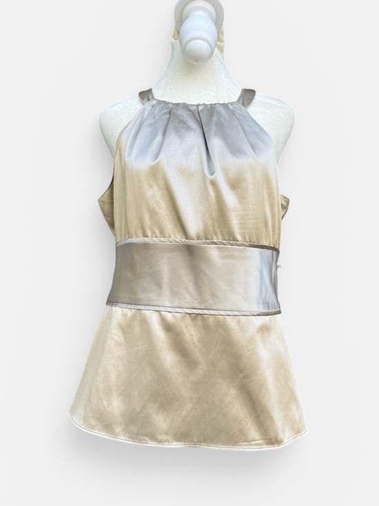 Ann Taylor Tops - Ann Taylor Silk Cotton Peplum Halter Top w/ Self-Tie Waist in Antique Gold Sz 8